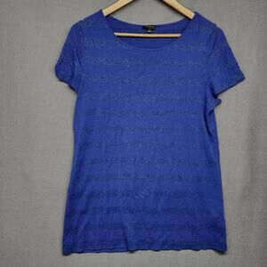 Talbots Top Women Small Blue Short Sleeve Casual Preppy